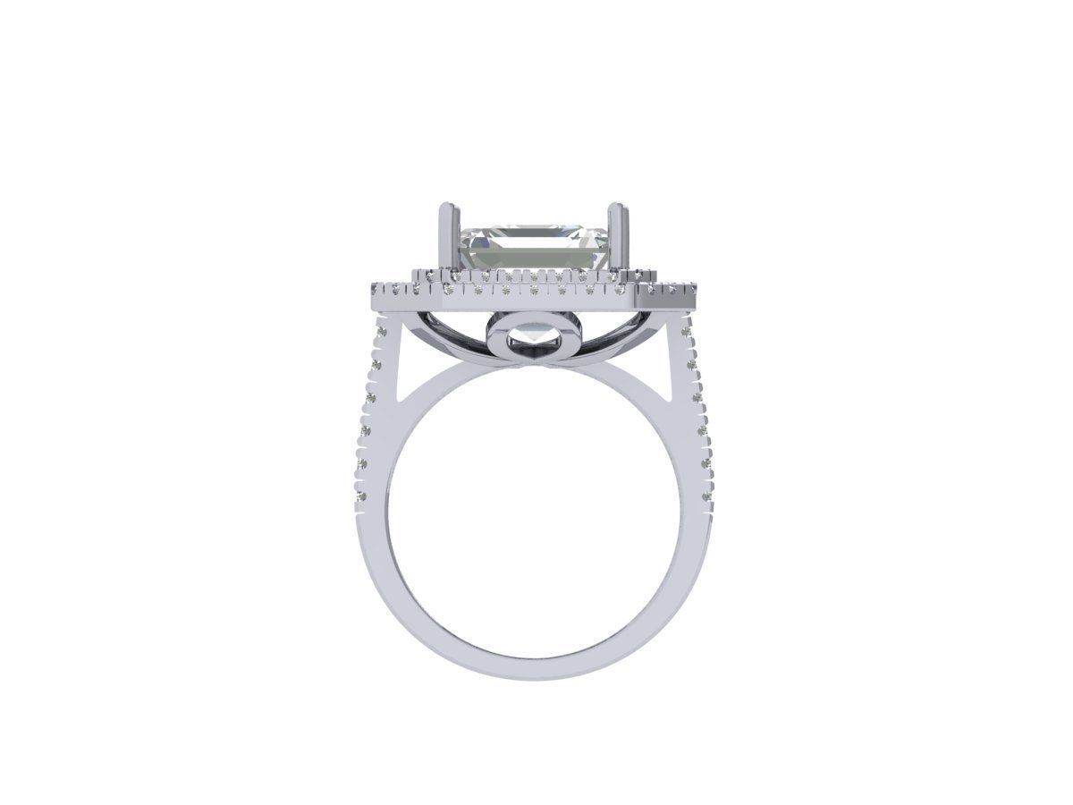Asscher Solitaire Ring 3D print model_7