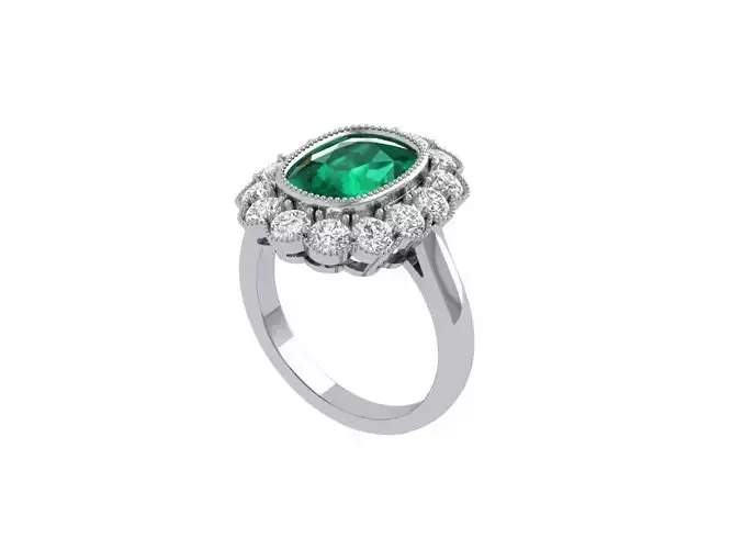 Cushion eith side stone Solitaire Ring