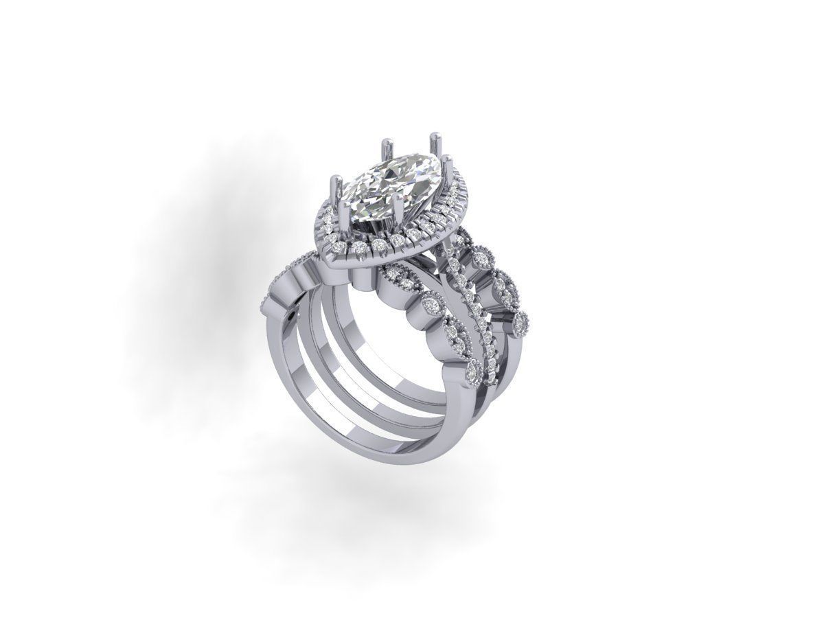 Marquise Solitaire Ring 3D print model_2