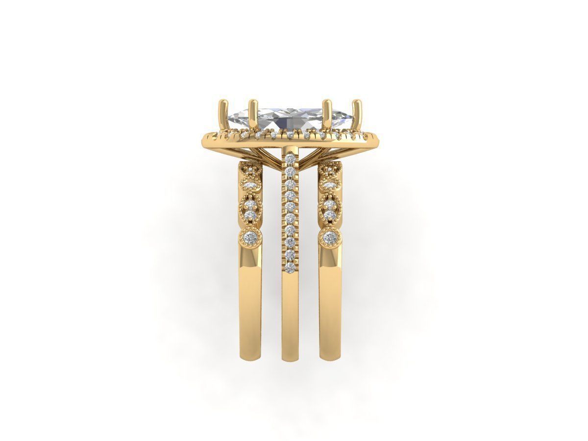 Marquise Solitaire Ring 3D print model_10