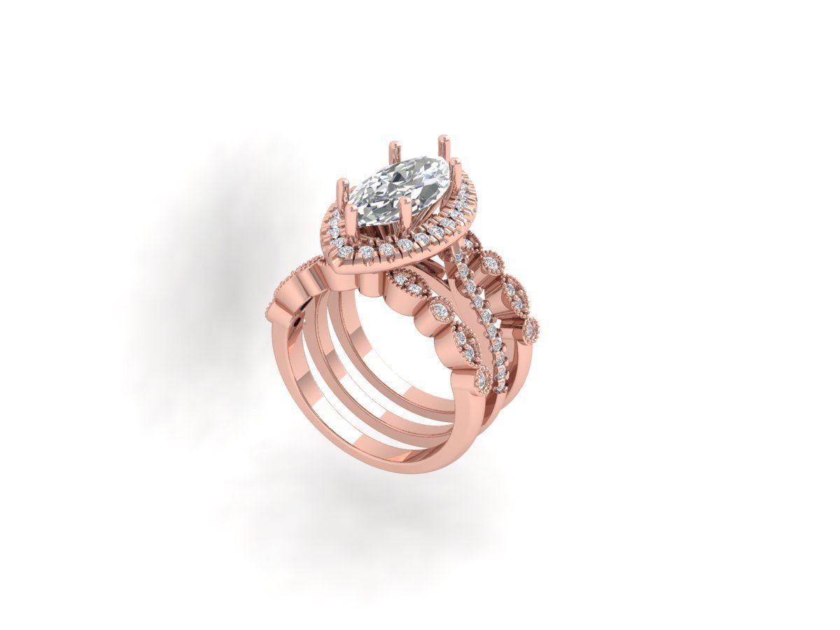 Marquise Solitaire Ring 3D print model_4