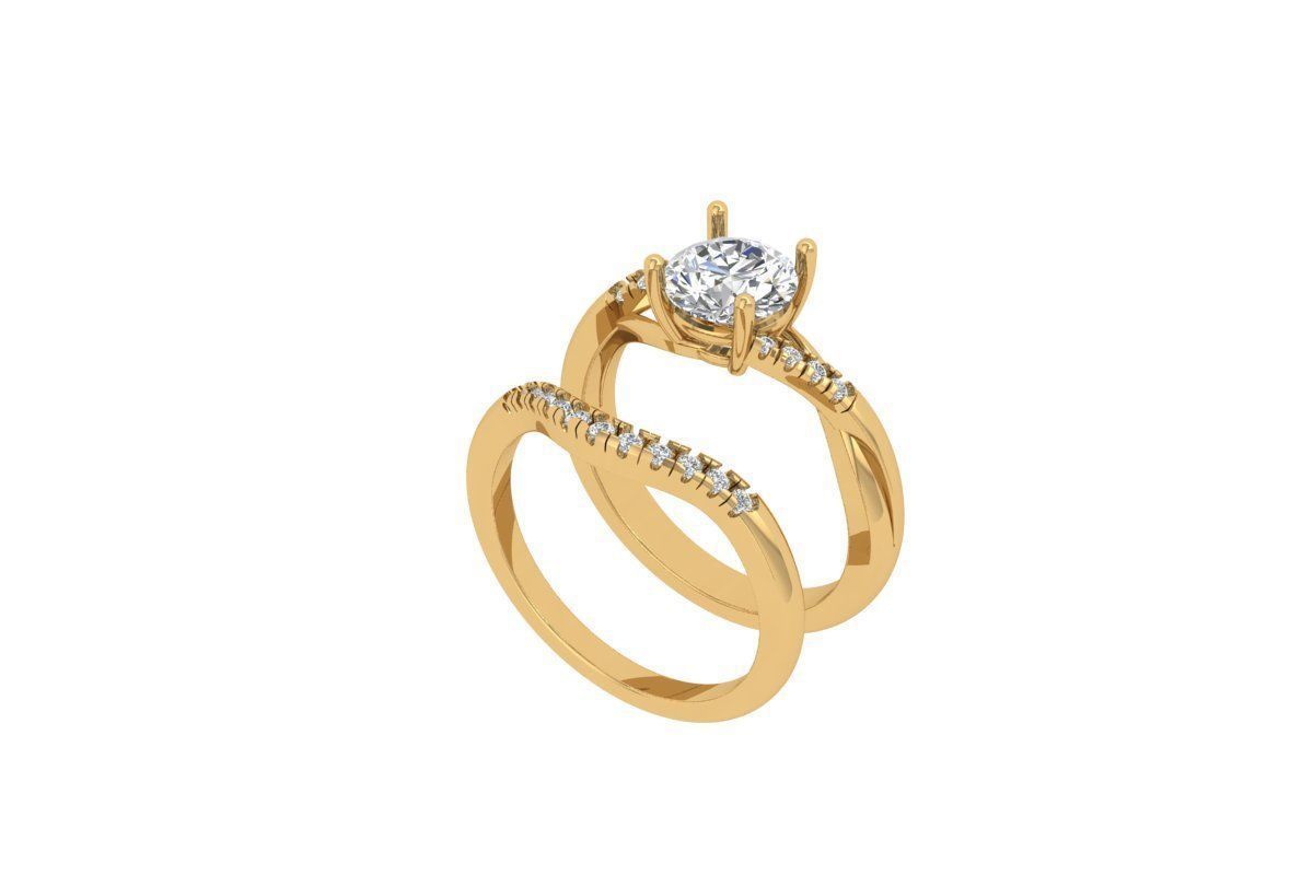 Solitair Ring Bridal Set 3D print model_1