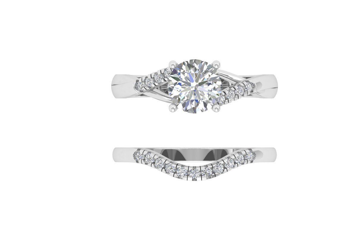 Solitair Ring Bridal Set 3D print model_3