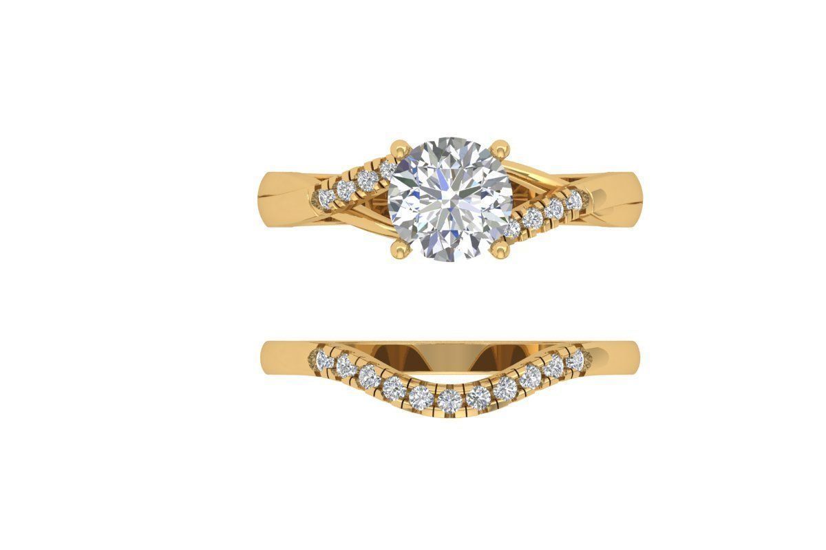 Solitair Ring Bridal Set 3D print model_5