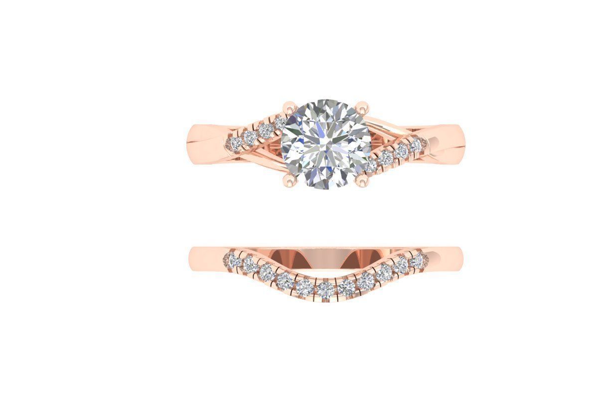 Solitair Ring Bridal Set 3D print model_4