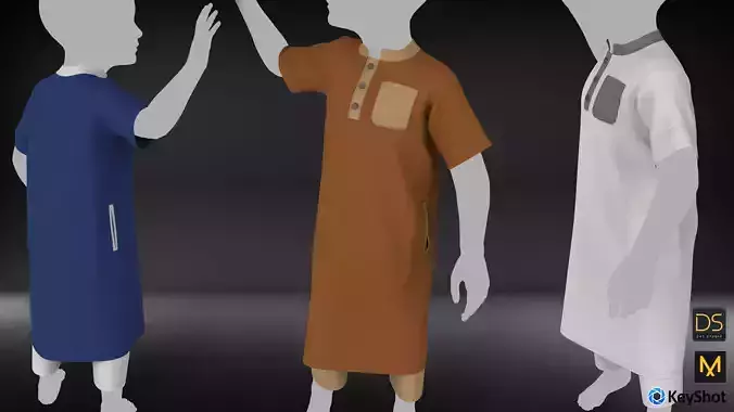 Qamis and pants for children 3D model