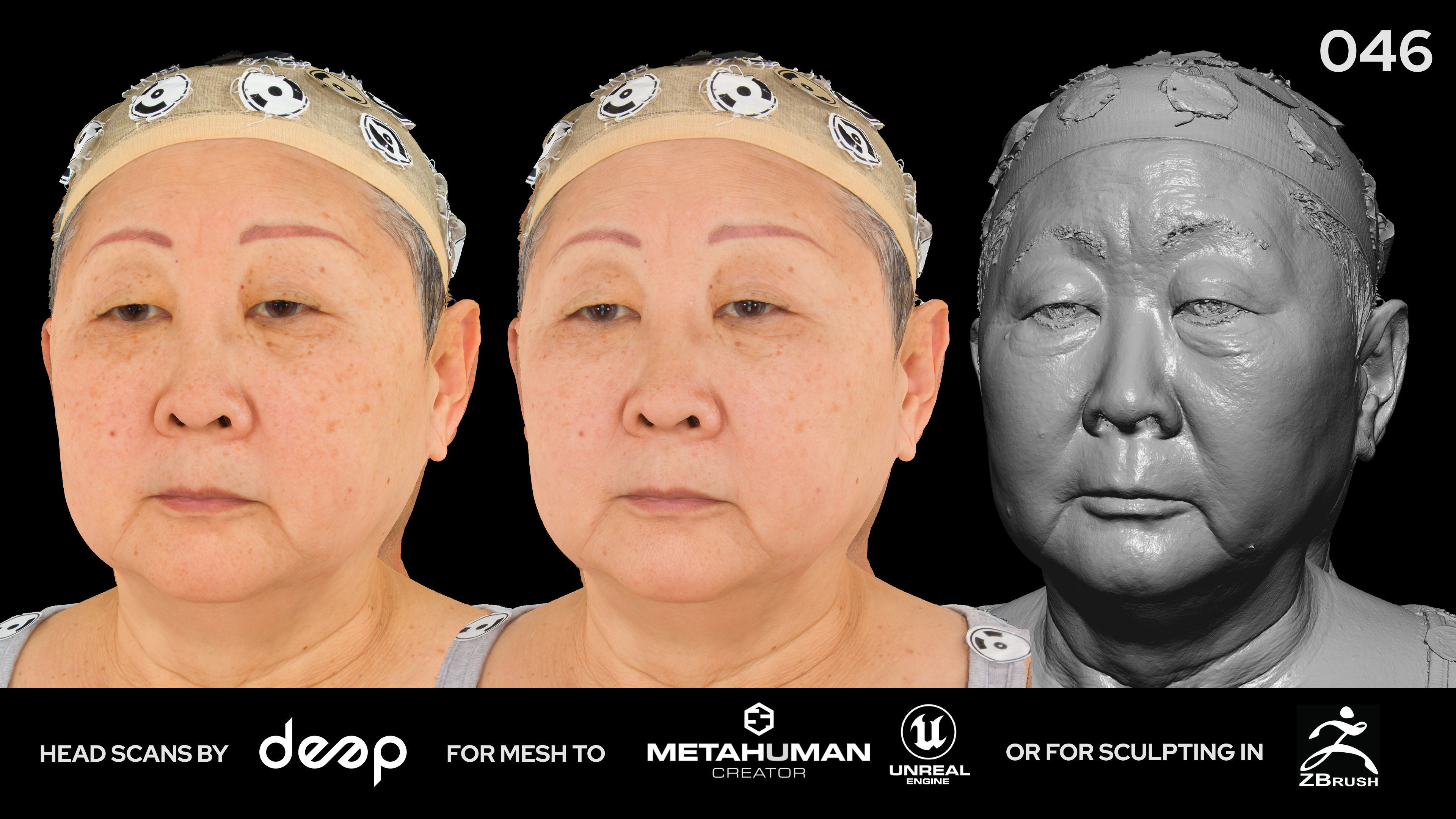 Asian Female 70s head scan 046 3D model_2