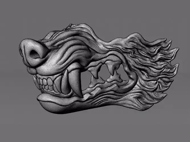 Wolf half face mask Ghost of Tsushima cosplay 3D print model