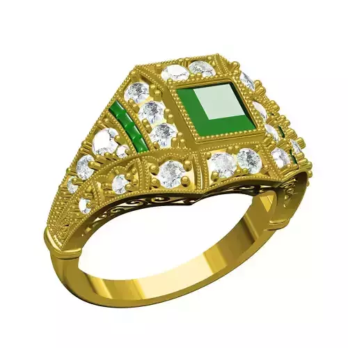 Green Princess Diamond Vintage Ring for Women