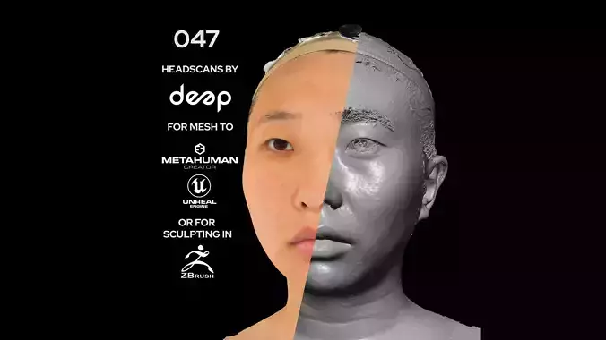 Asian Female 30s head scan 047 3D model