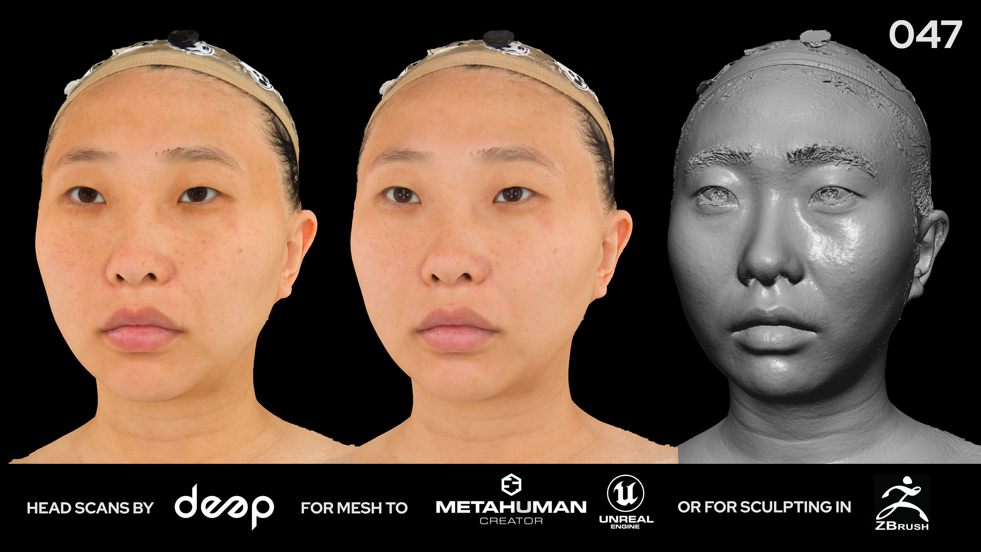 Asian Female 30s head scan 047 3D model_2