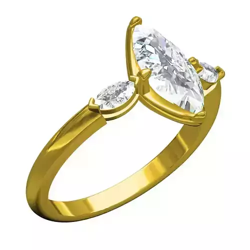 Three Marquise Stone Solitaire Engagement Ring