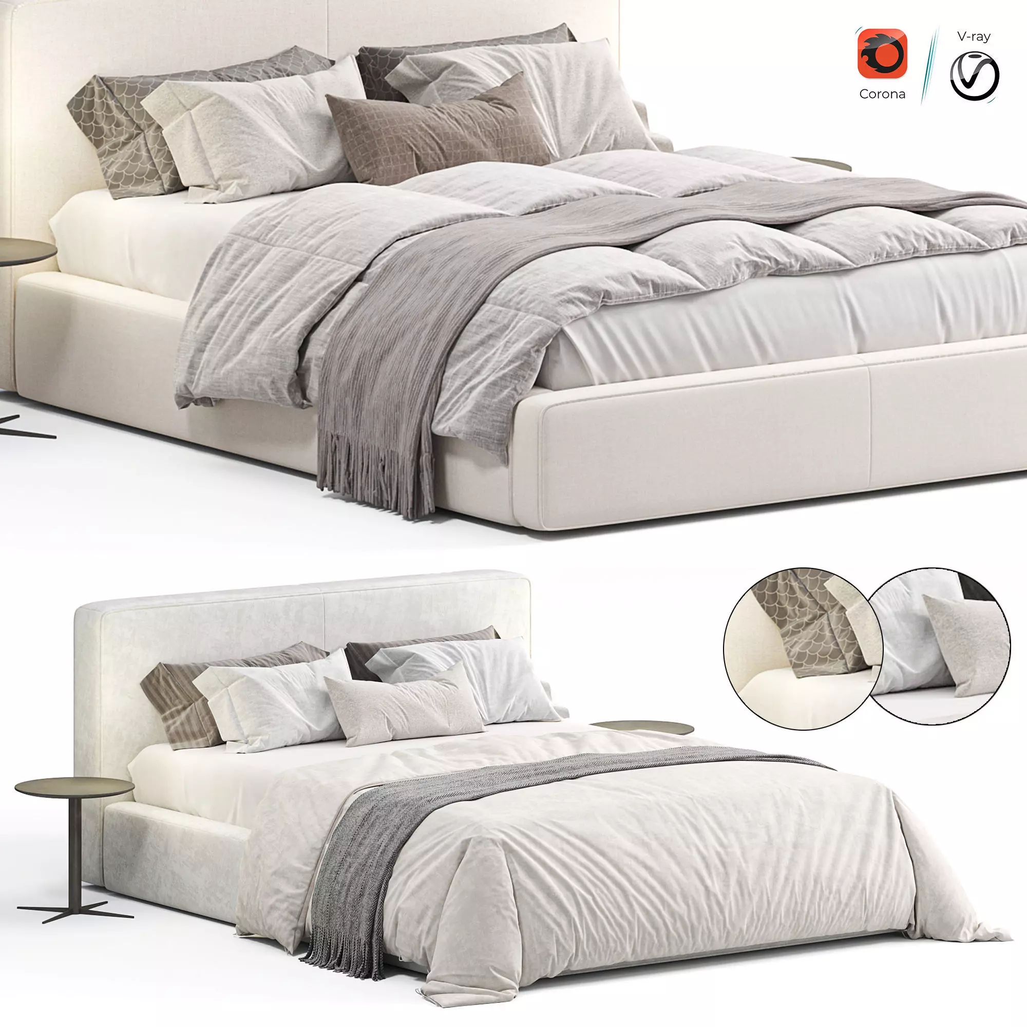 Cigar Ankara Ivory Queen Storage Bed 3D model
