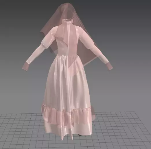 La Llorona Halloween dress female 3D model_0