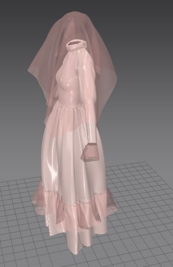 La Llorona Halloween dress female 3D model_1