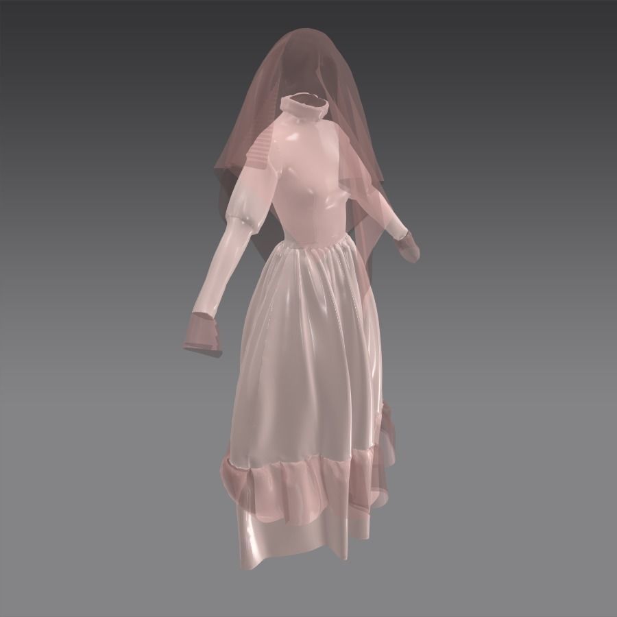 La Llorona Halloween dress female 3D model_5