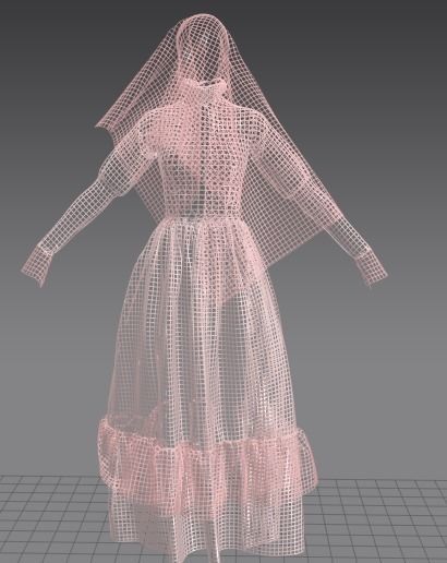 La Llorona Halloween dress female 3D model_4