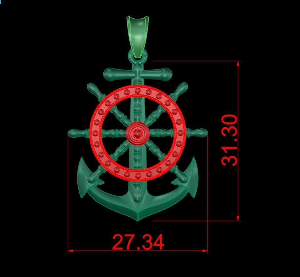 Anchor Pendant D36 3D print model_1