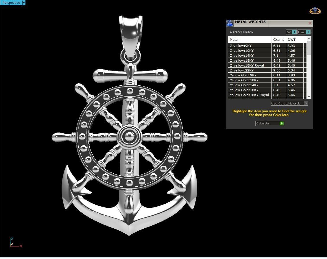 Anchor Pendant D36 3D print model_2