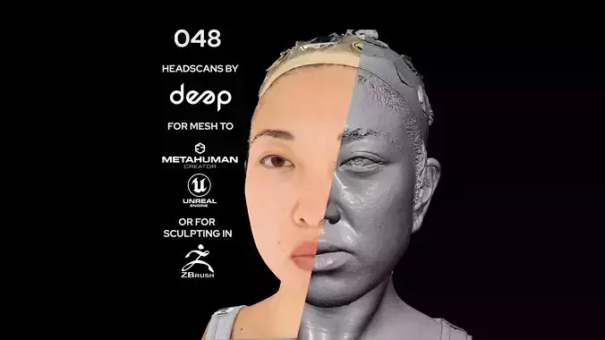 Asian Female 30s head scan 048 3D model