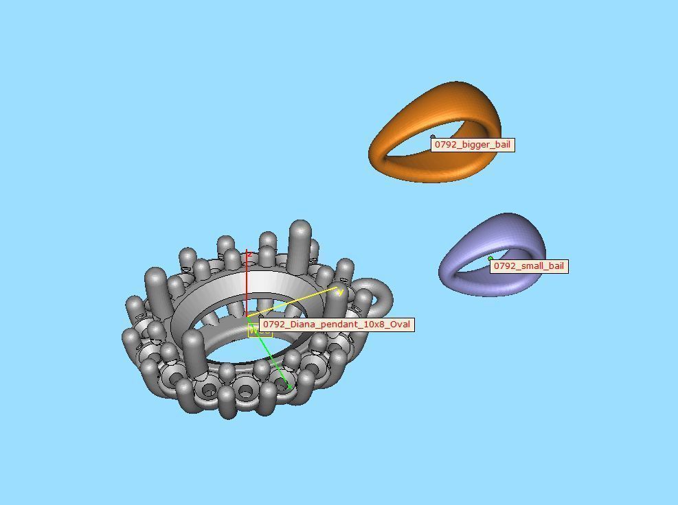 Diana Jewelry Set  Ring and Pendant 10x8 Oval Stone 3D Model Collection_34