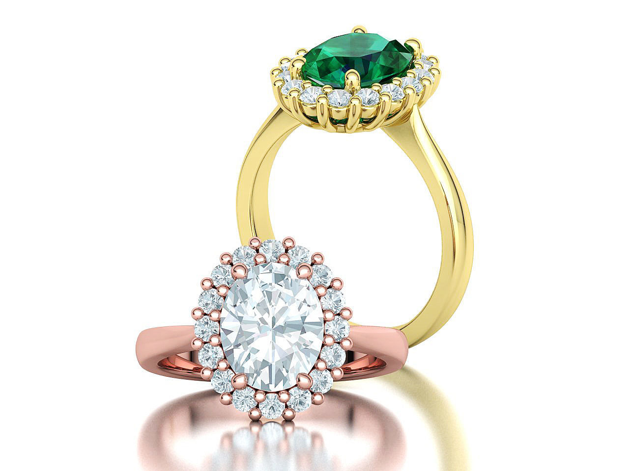 Diana Jewelry Set  Ring and Pendant 10x8 Oval Stone 3D Model Collection_9