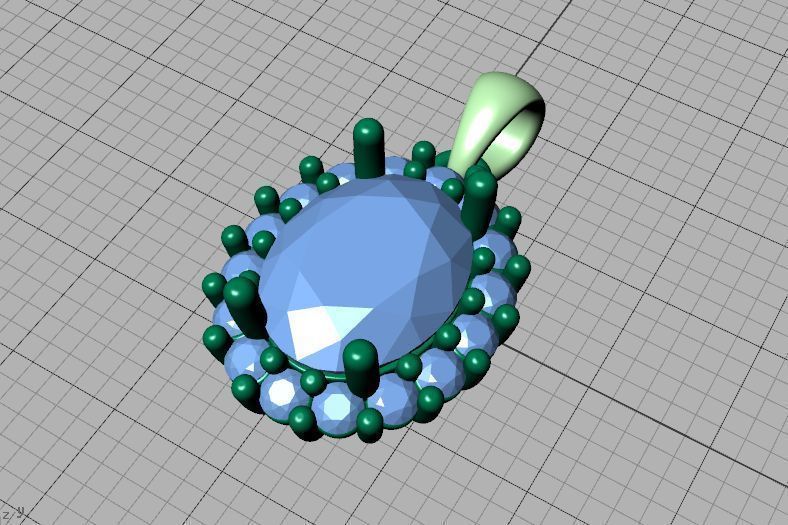 Diana Jewelry Set  Ring and Pendant 10x8 Oval Stone 3D Model Collection_31