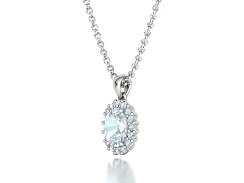 Diana Jewelry Set  Ring and Pendant 10x8 Oval Stone 3D Model Collection_42