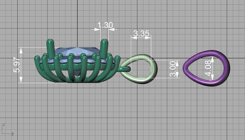 Diana Jewelry Set  Ring and Pendant 10x8 Oval Stone 3D Model Collection_32