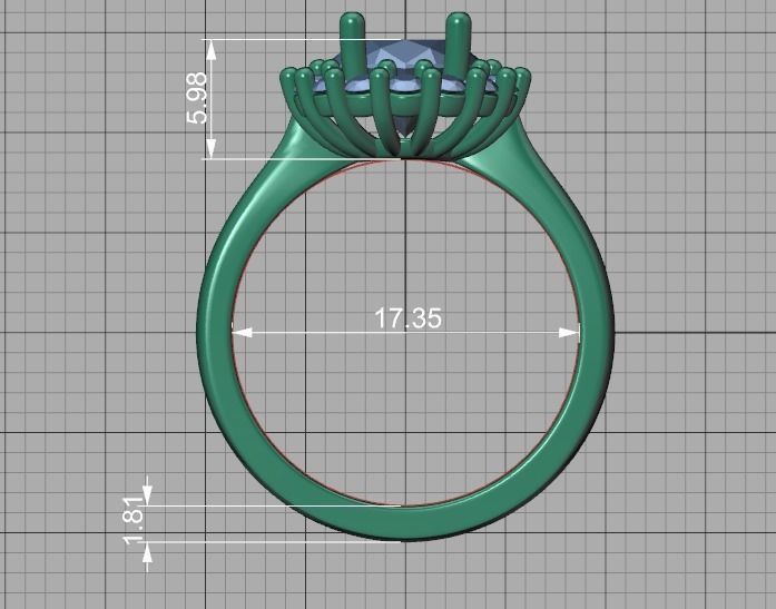 Diana Jewelry Set  Ring and Pendant 10x8 Oval Stone 3D Model Collection_21