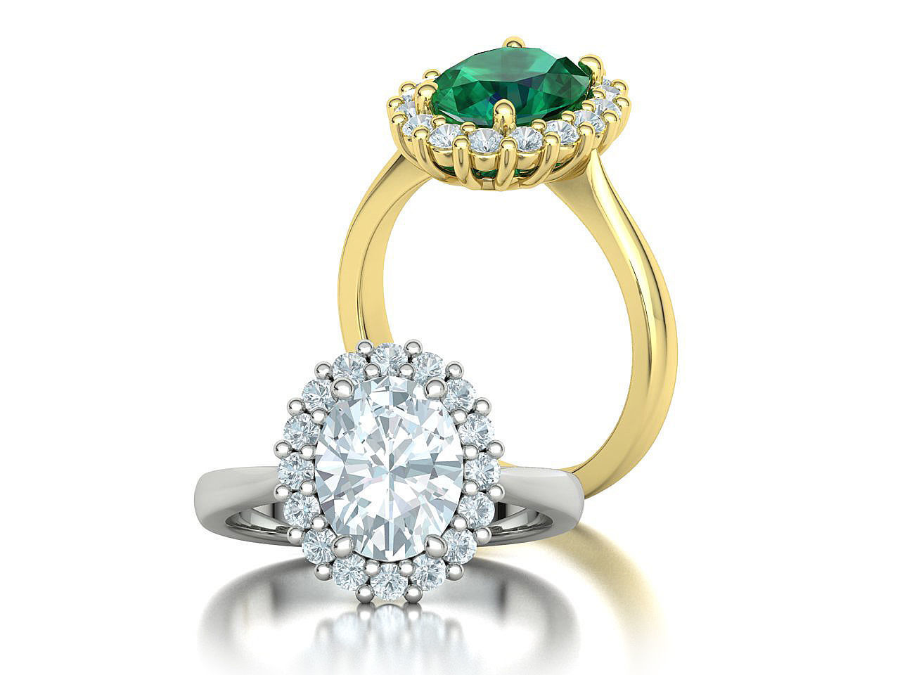 Diana Jewelry Set  Ring and Pendant 10x8 Oval Stone 3D Model Collection_8