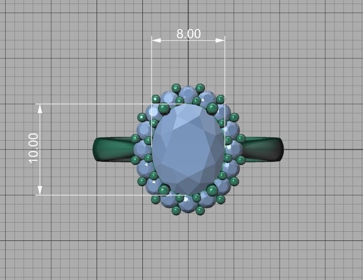 Diana Jewelry Set  Ring and Pendant 10x8 Oval Stone 3D Model Collection_20