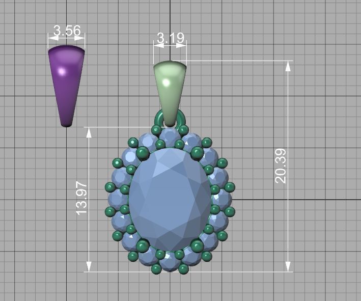 Diana Jewelry Set  Ring and Pendant 10x8 Oval Stone 3D Model Collection_30