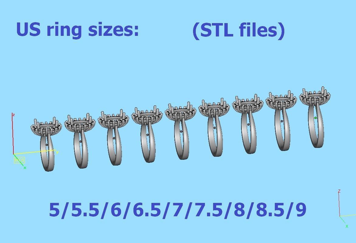 Diana Jewelry Set  Ring and Pendant 10x8 Oval Stone 3D Model Collection_23