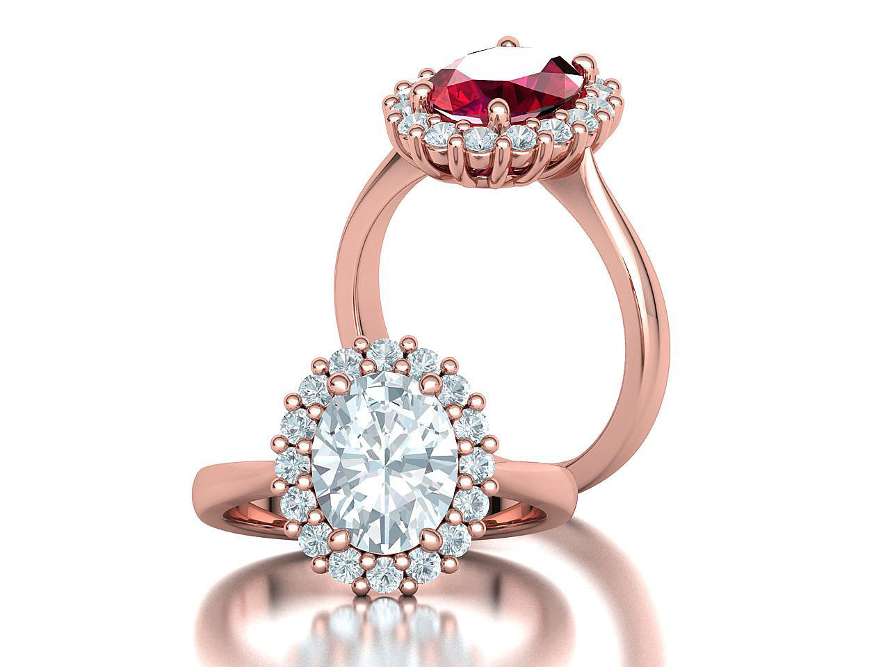 Diana Jewelry Set  Ring and Pendant 10x8 Oval Stone 3D Model Collection_12