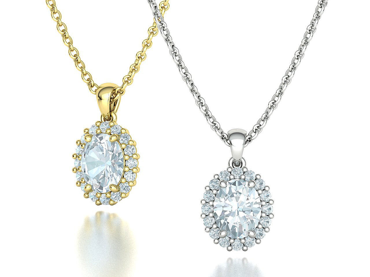 Diana Jewelry Set  Ring and Pendant 10x8 Oval Stone 3D Model Collection_29