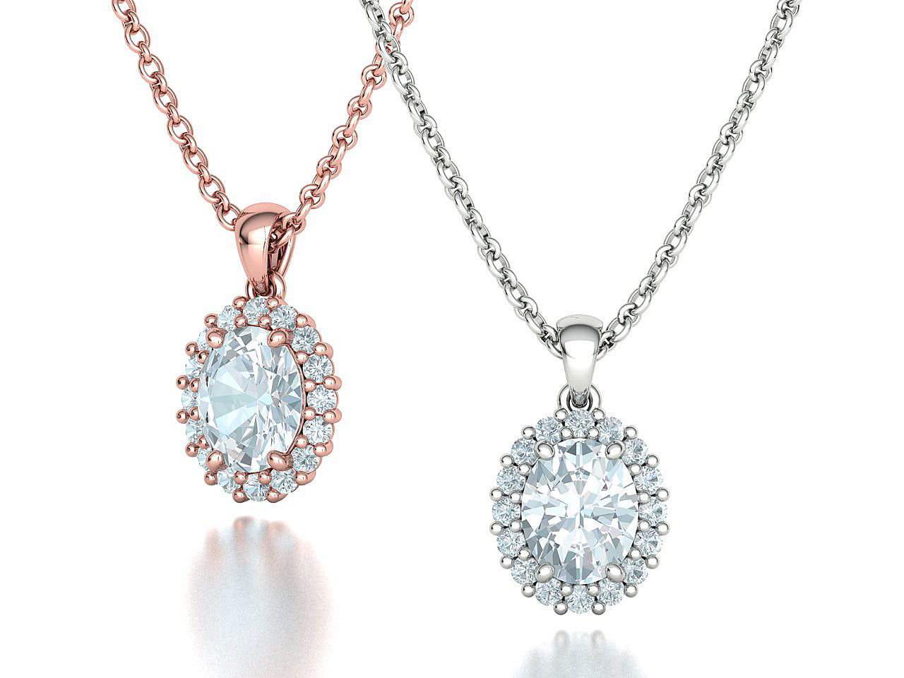 Diana Jewelry Set  Ring and Pendant 10x8 Oval Stone 3D Model Collection_28