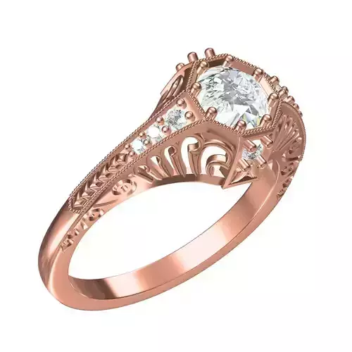 Round Diamond Vintage Style Engagement Ring