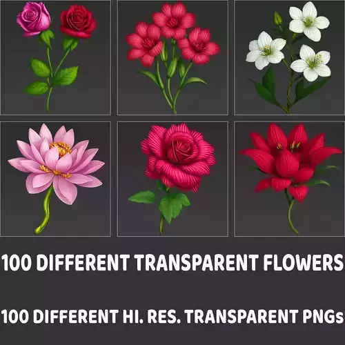 100 Different Transparent Flowers