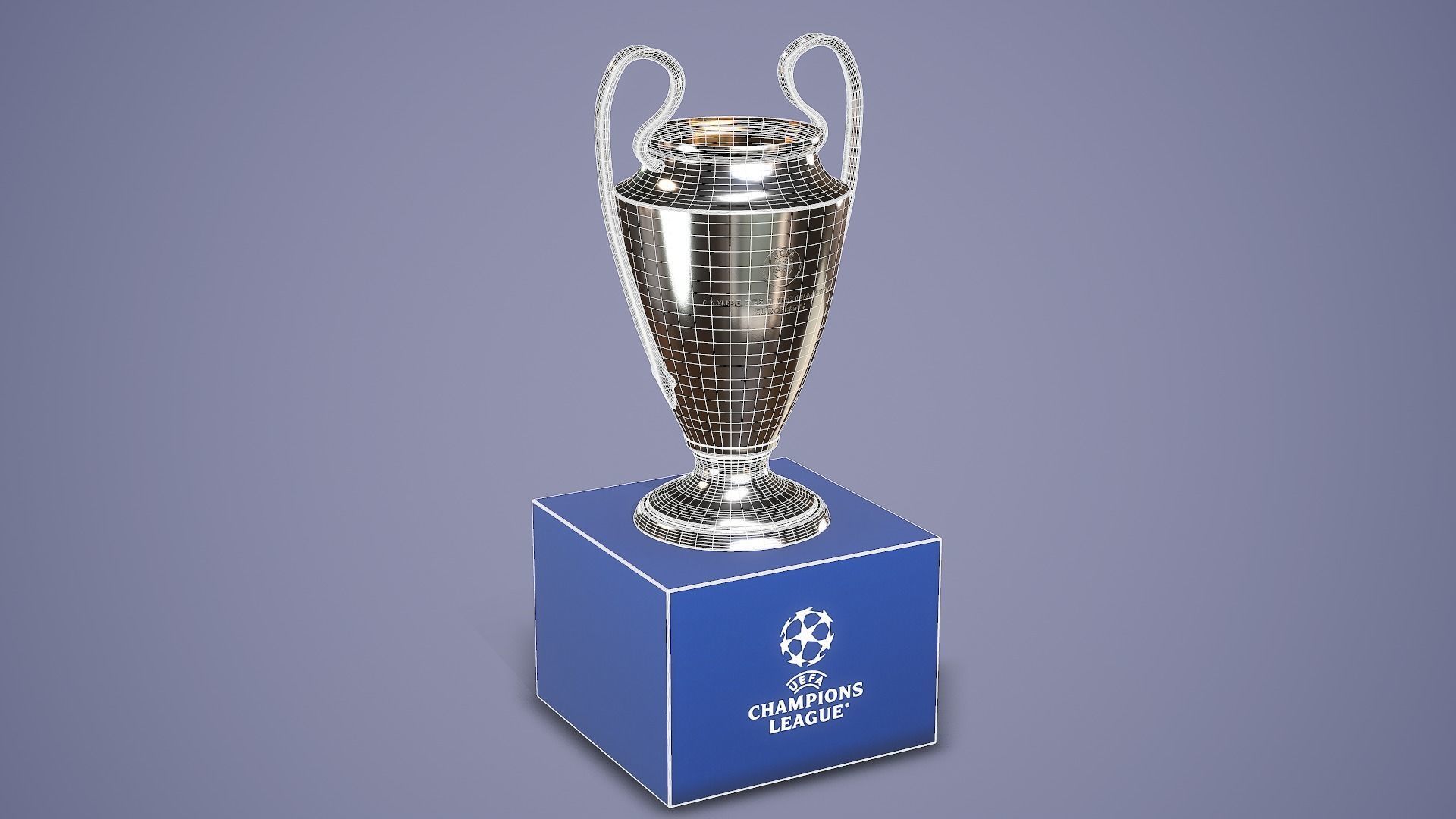 Uefa Champions League Trophy UCL Low-poly 3D model_9