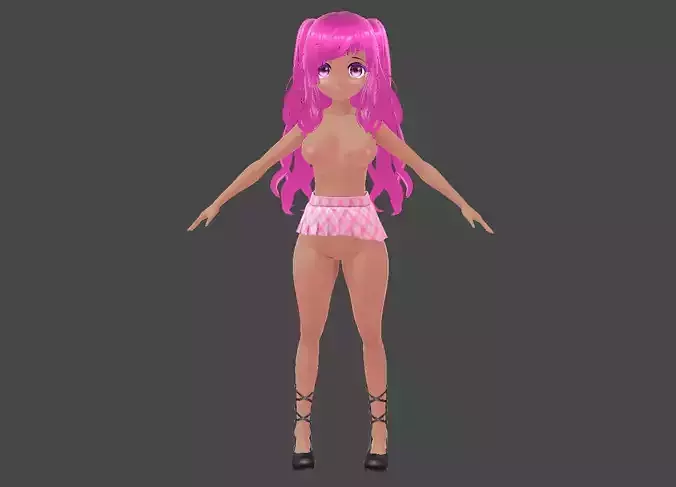 Nude Female VRM Character Low-poly 3D model
