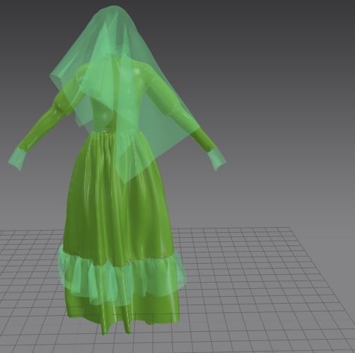 Halloween Dresses Female Low-poly 3D model_5