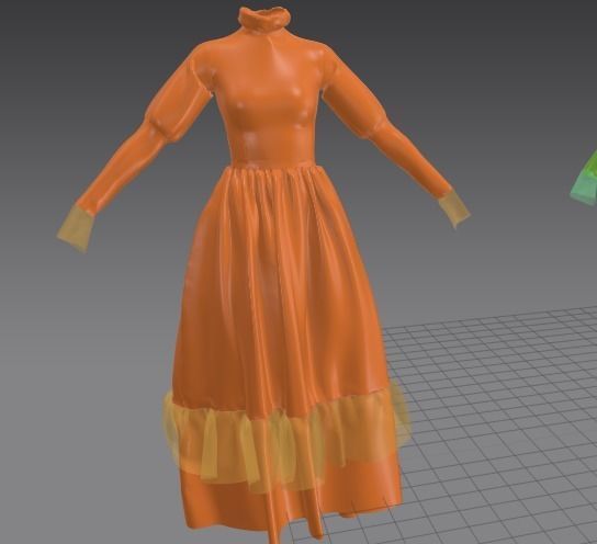 Halloween Dresses Female Low-poly 3D model_6