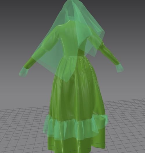 Halloween Dresses Female Low-poly 3D model_1