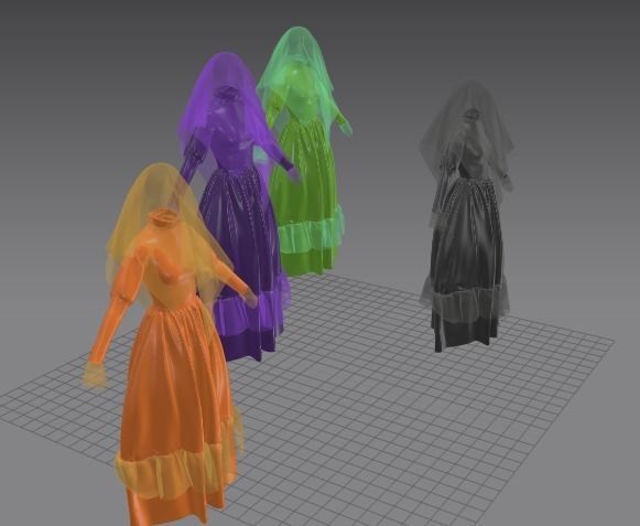 Halloween Dresses Female Low-poly 3D model_4