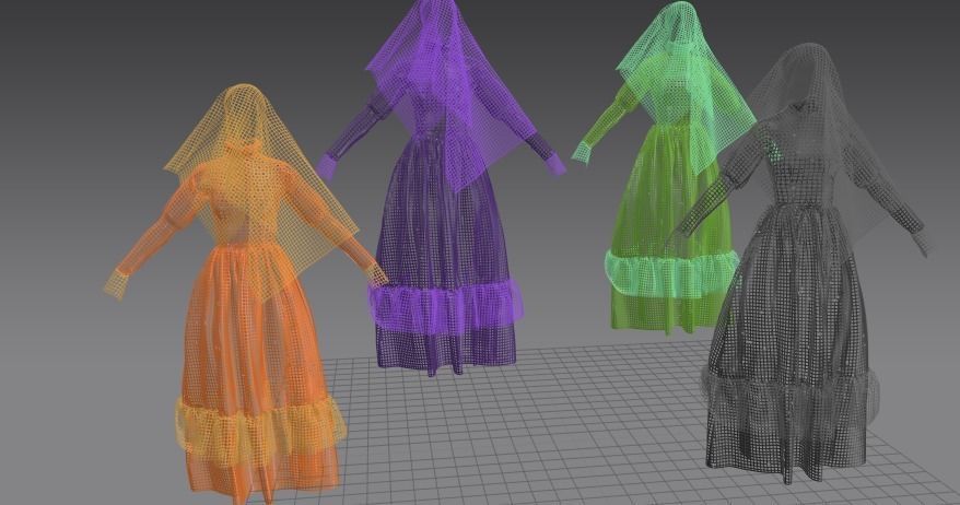 Halloween Dresses Female Low-poly 3D model_2