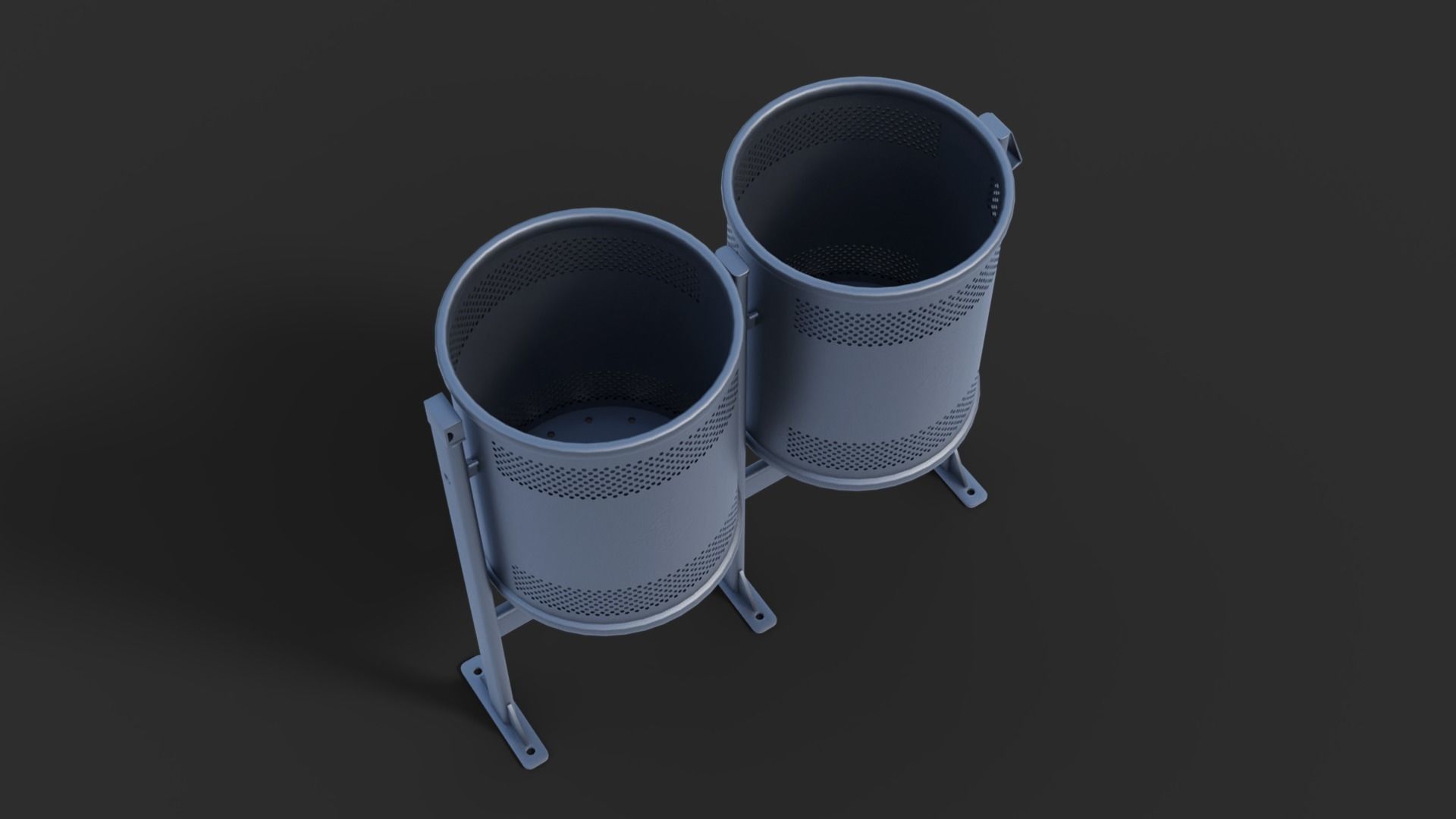 Low Poly Trash Bin Barcelona 3D model_2
