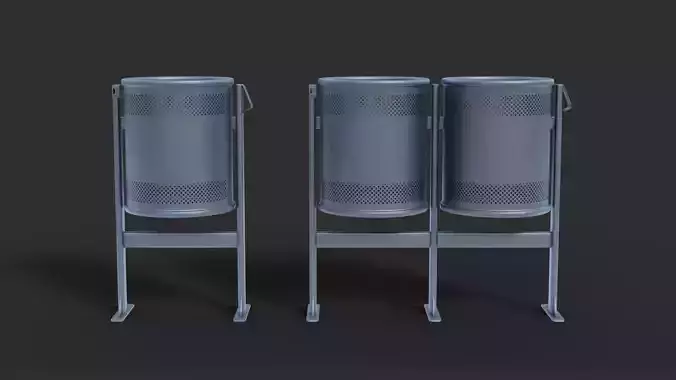 Low Poly Trash Bin Barcelona 3D model
