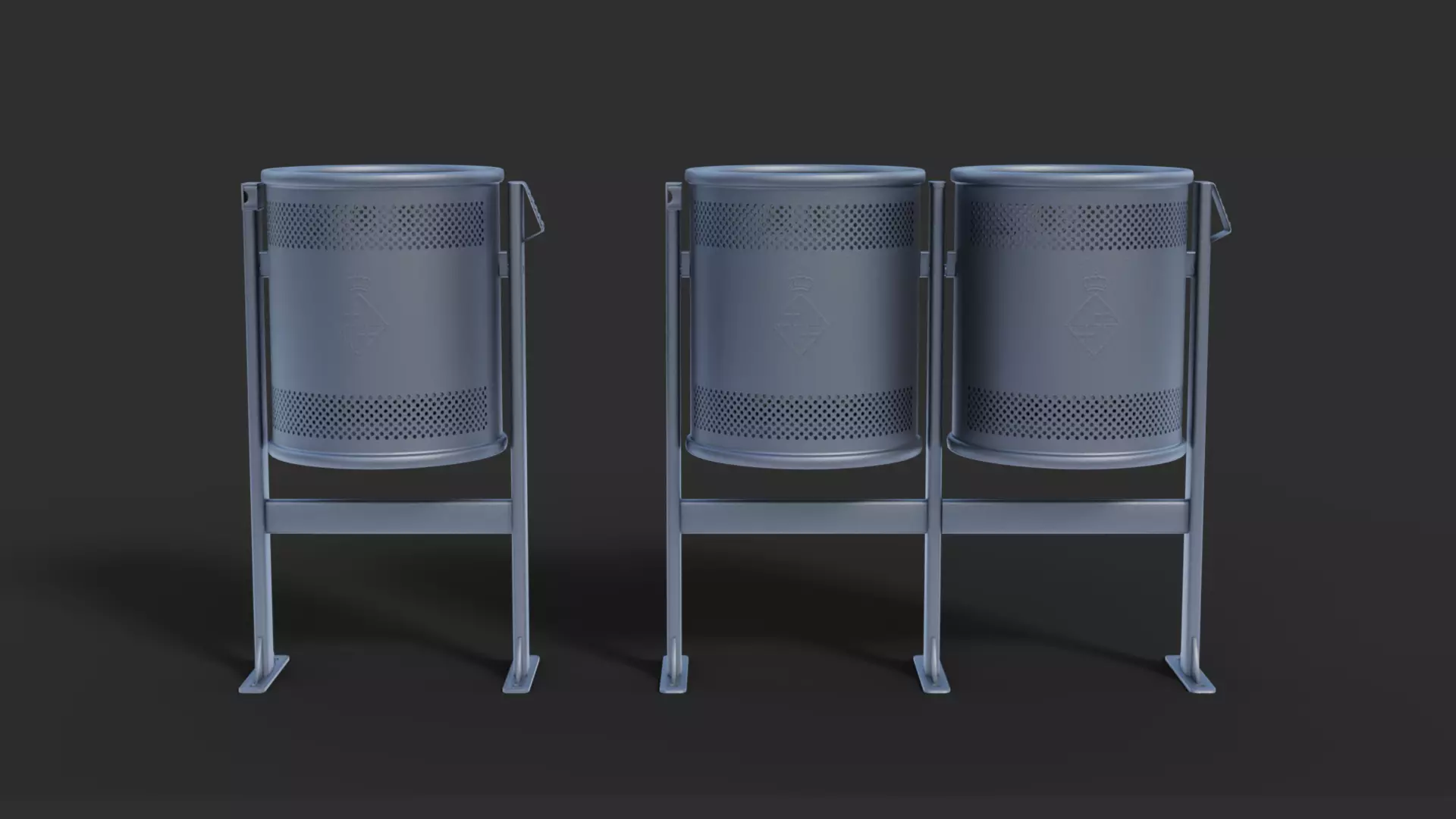 Low Poly Trash Bin Barcelona 3D model_0