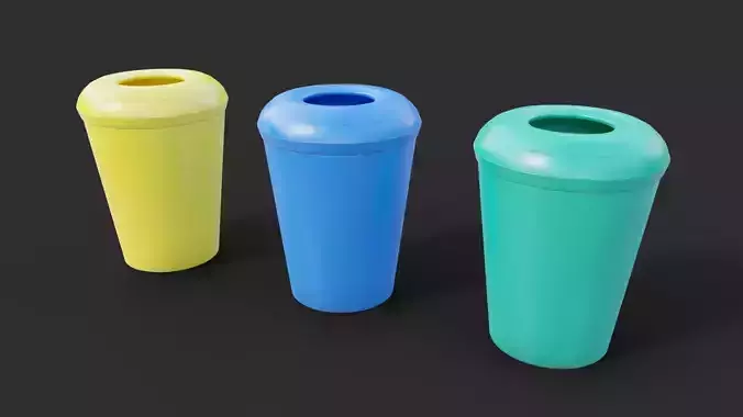 LowPoly Plastic Trash Bins Colors 3D model LowPoly Plastic Trash Bins Colors 3D model